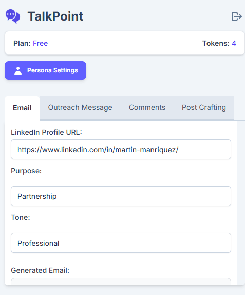Step 2: Insert LinkedIn Profile URL